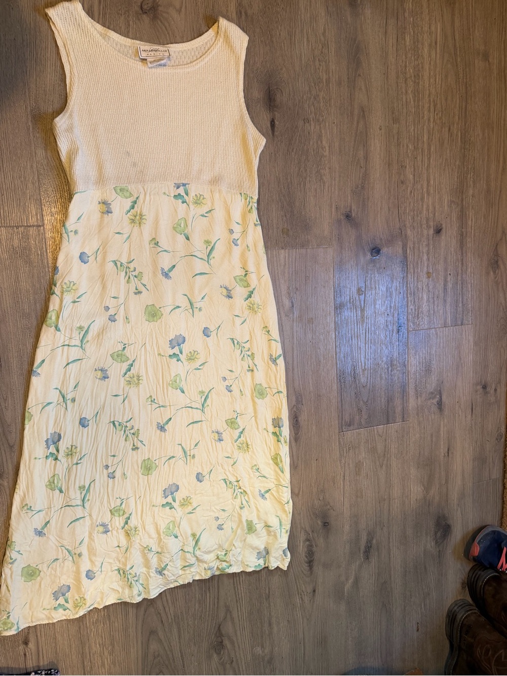 Cream Knit-Top Floral Maxi Dress